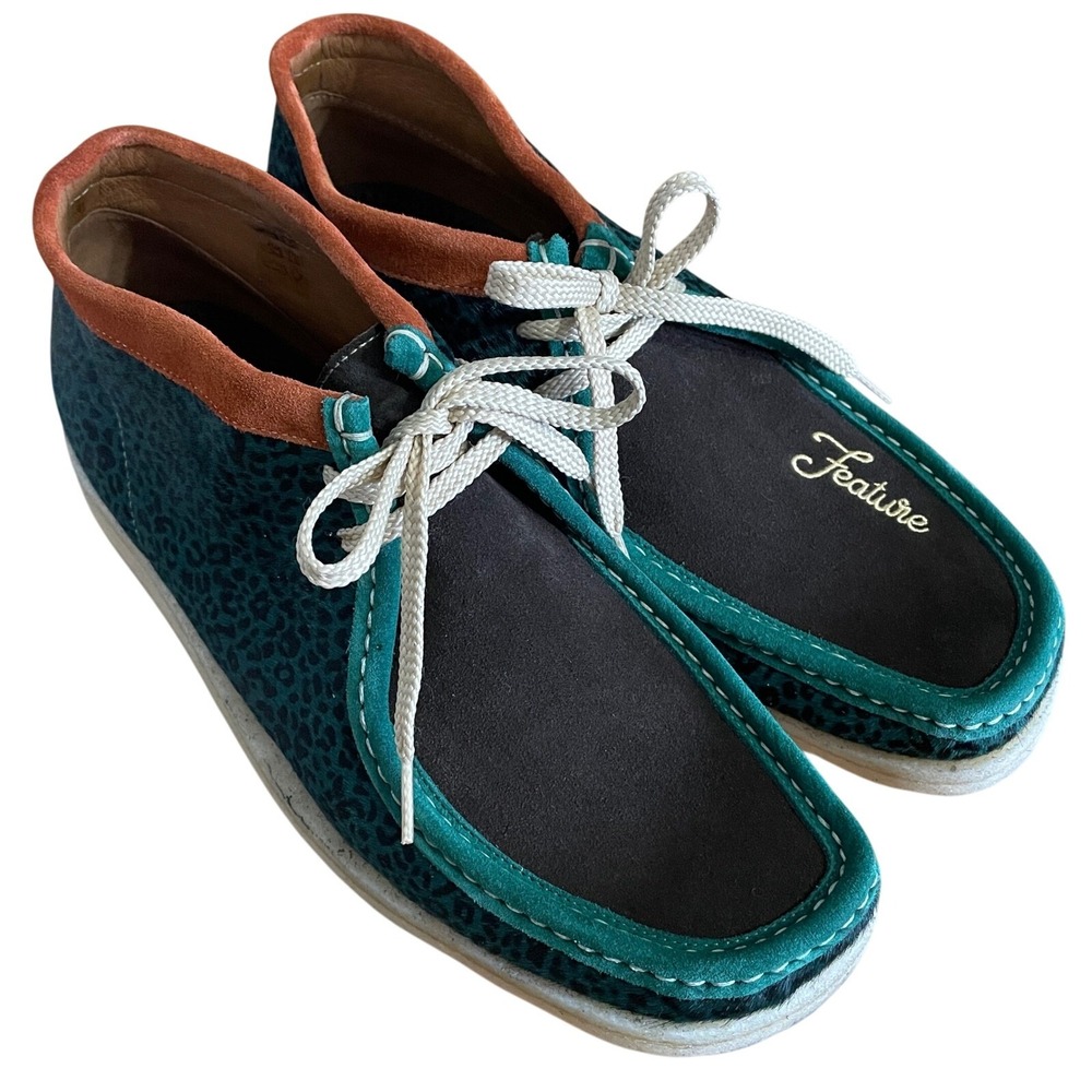 Feature Padmore Barnes P404 Pony Hair Suede Moccasin Boot Green Cheetah